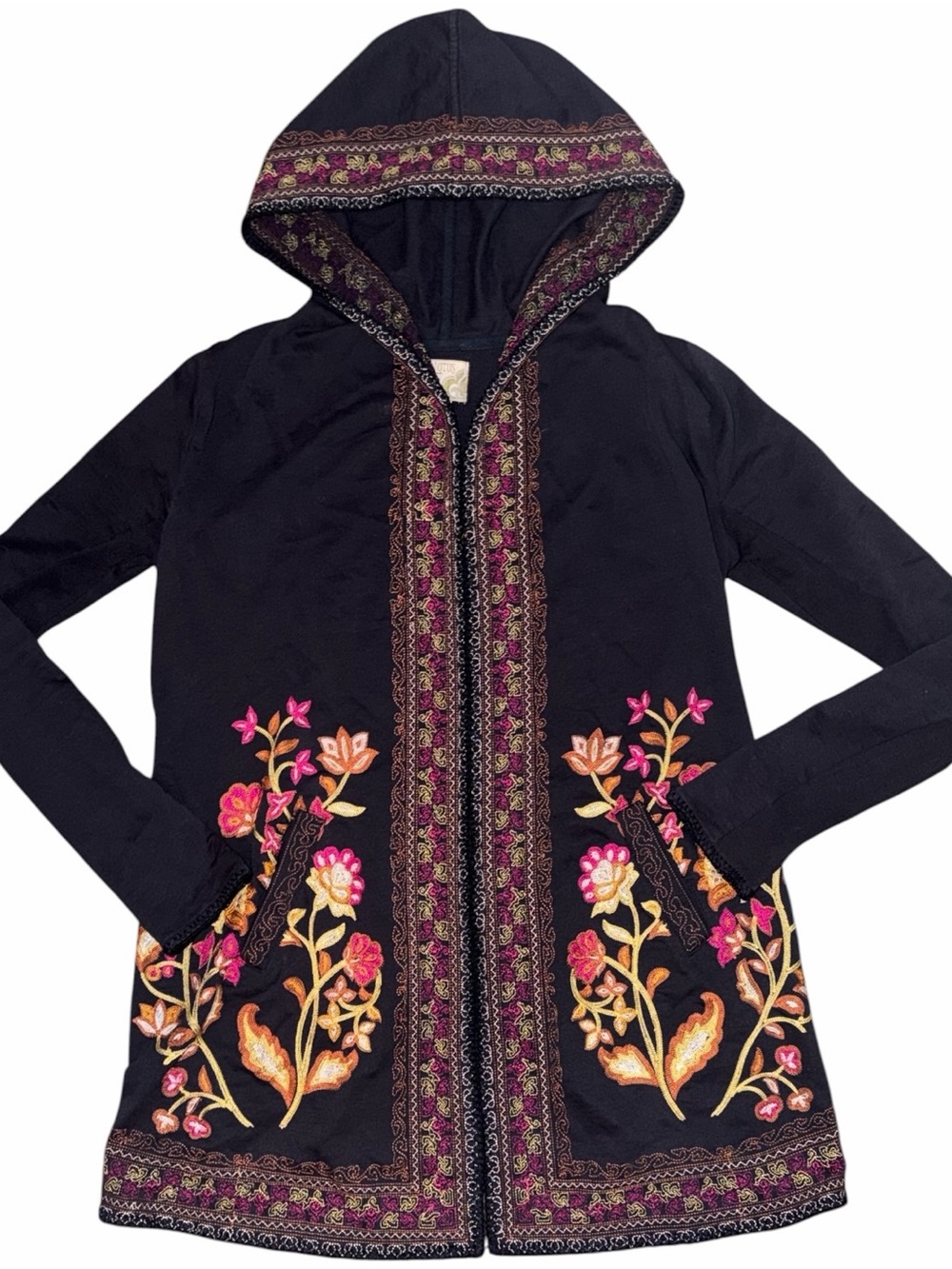 Y2K Vintage Lucky Brand Embroidered Hooded Cardigan